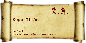 Kopp Milán névjegykártya